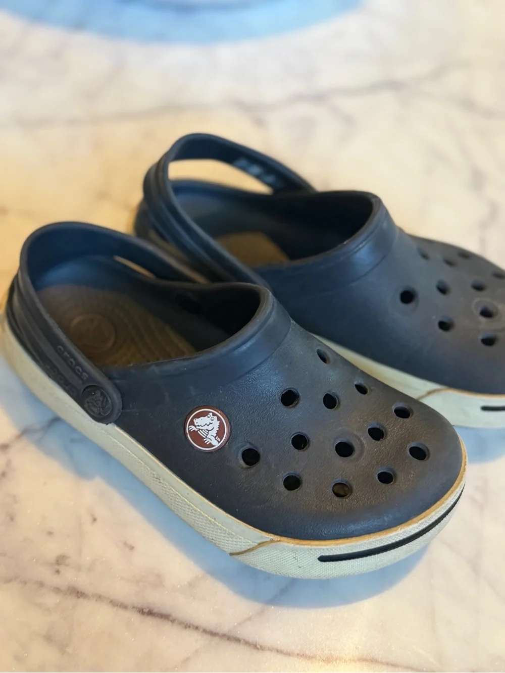 Crocs Black Clog Slip-Ons with White Sole 10